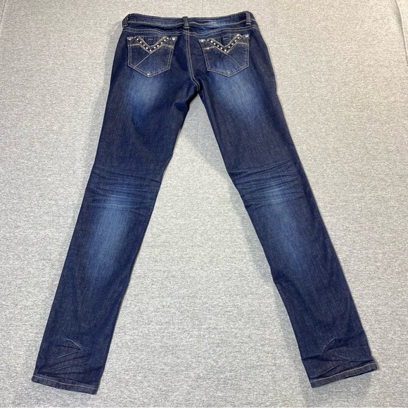 Grace In LA Skinny Jeans Women 9/28 Blue Embellished Skinny Textured Faded Denim - Picture 8 of 16